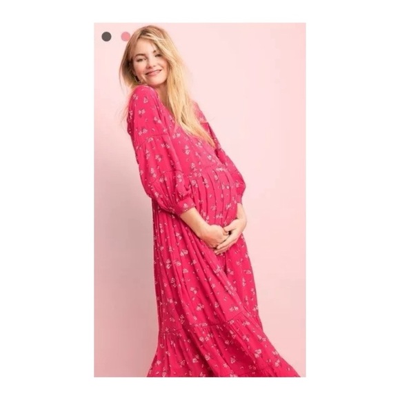 HATCH Myra Long Sleeve Maxi Dress Azalea Canterbury Deep Pink Size 3/ Large - Picture 1 of 8